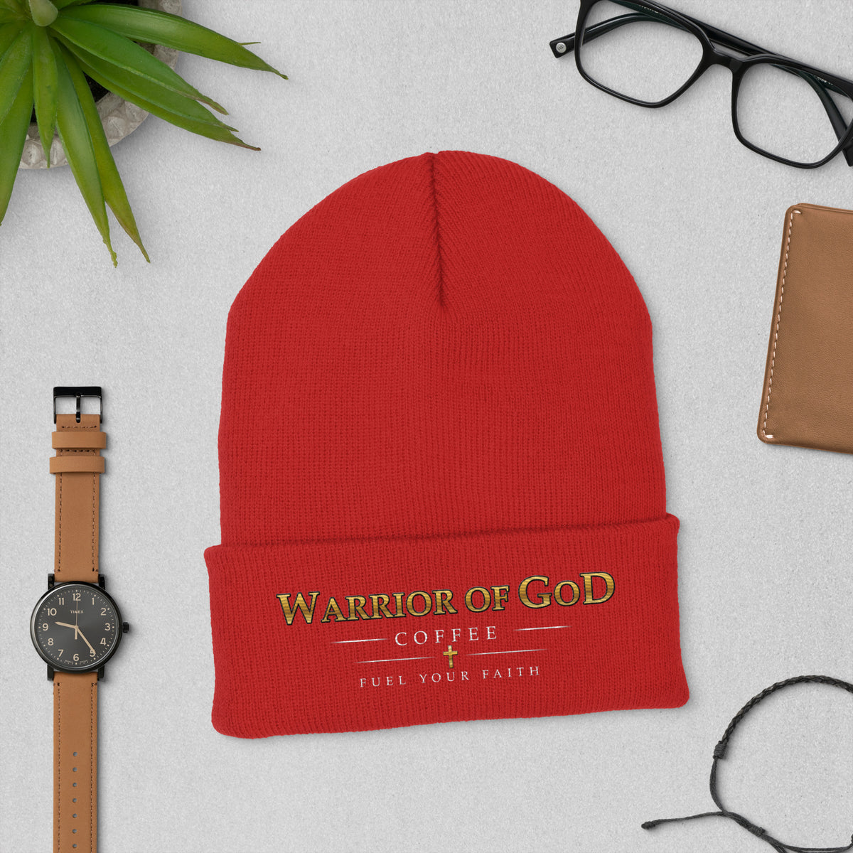 Red Watchman Christian beanie by Warrior of God Coffee