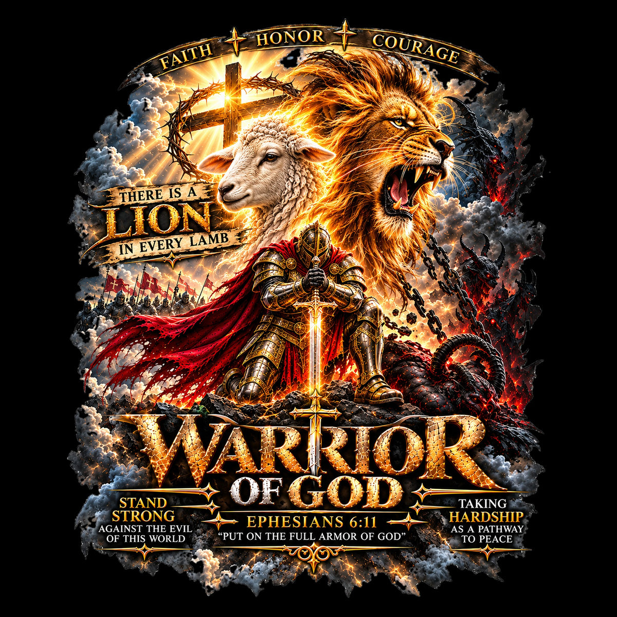 Lion in Every Lamb Warrior Hoodie full back design