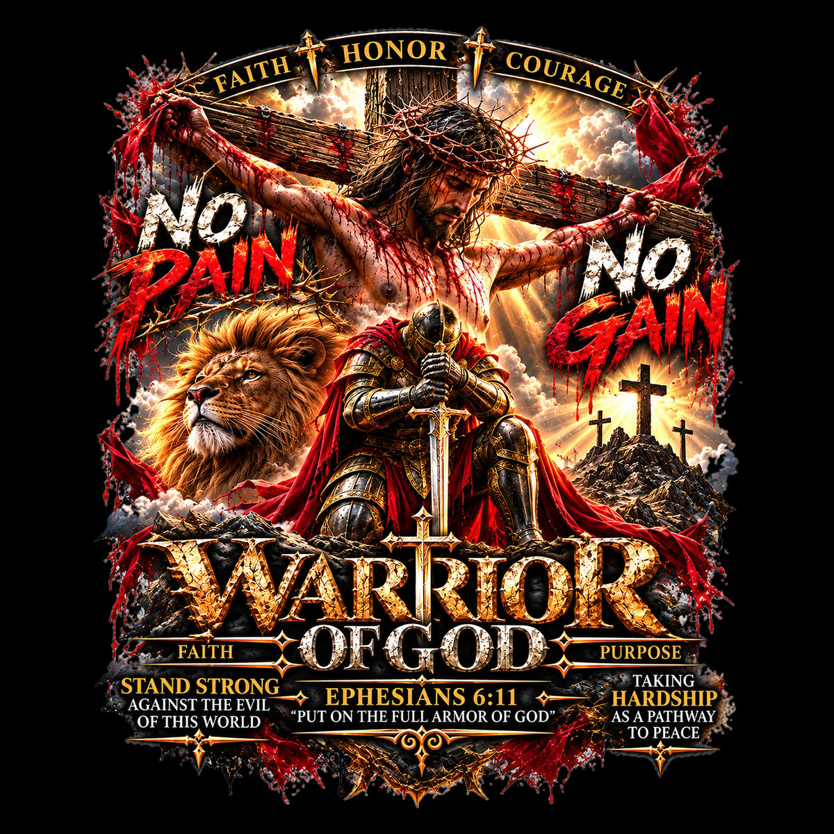 No Pain No Gain Warrior Hoodie full back design