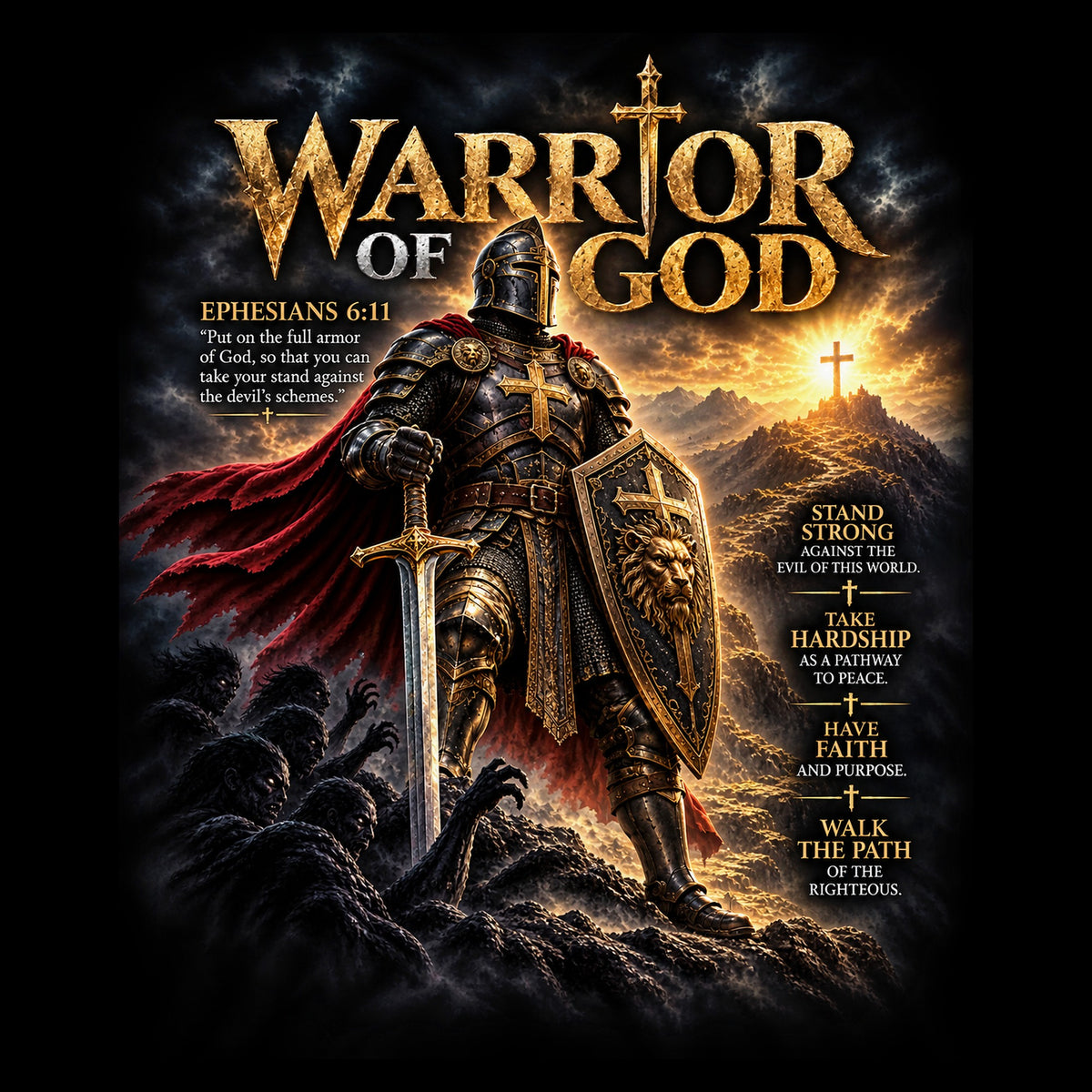 Stand Strong Warrior Hoodie full back design