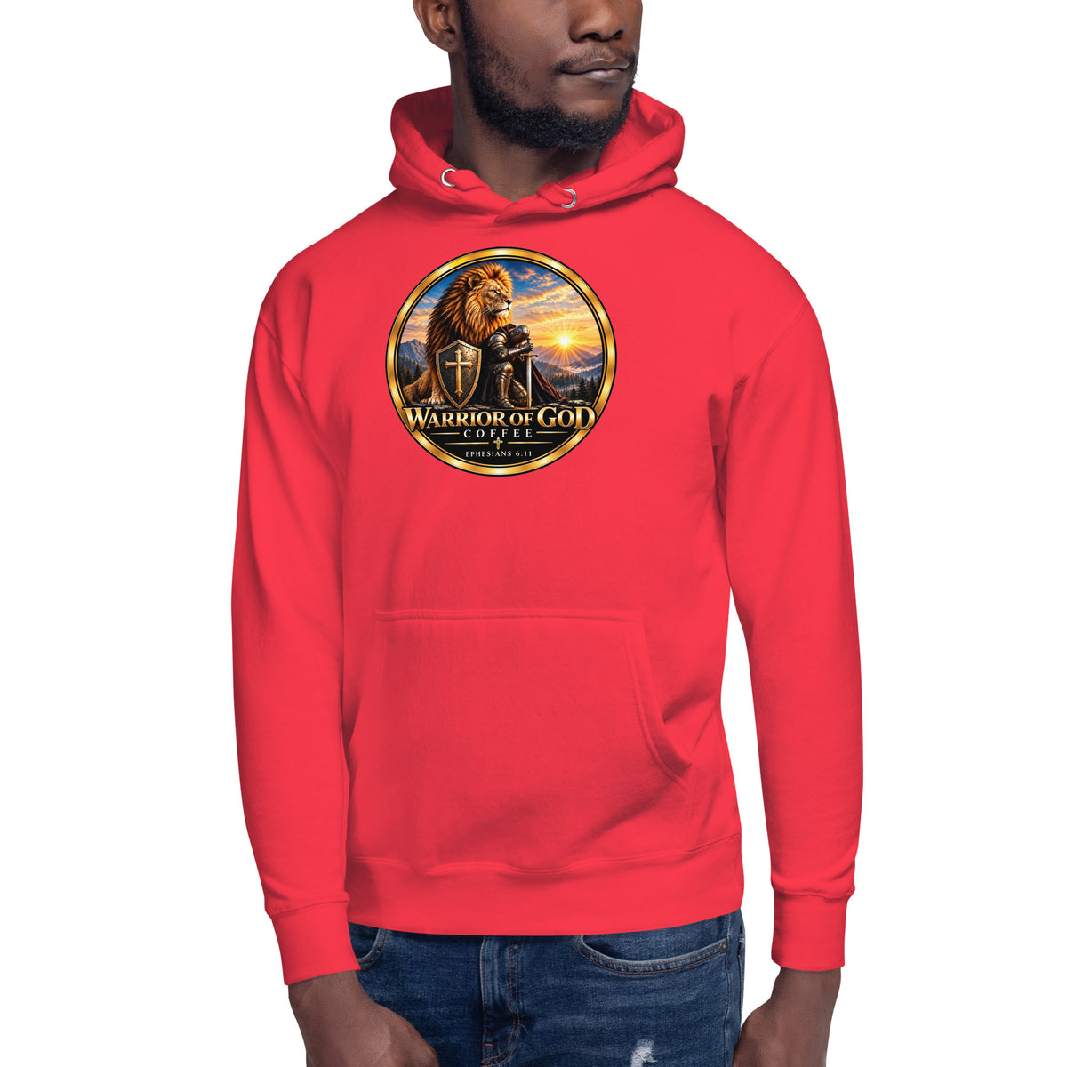 Full Armor Hoodie, team red, on model