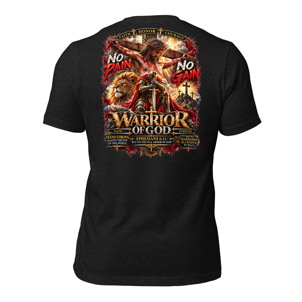 No Pain No Gain Warrior Tee, back print detail