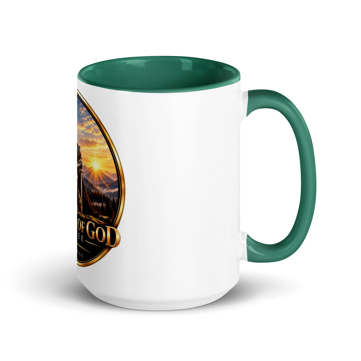 Two-Tone Warrior Mug by Warrior of God Coffee with the lion and knight crest