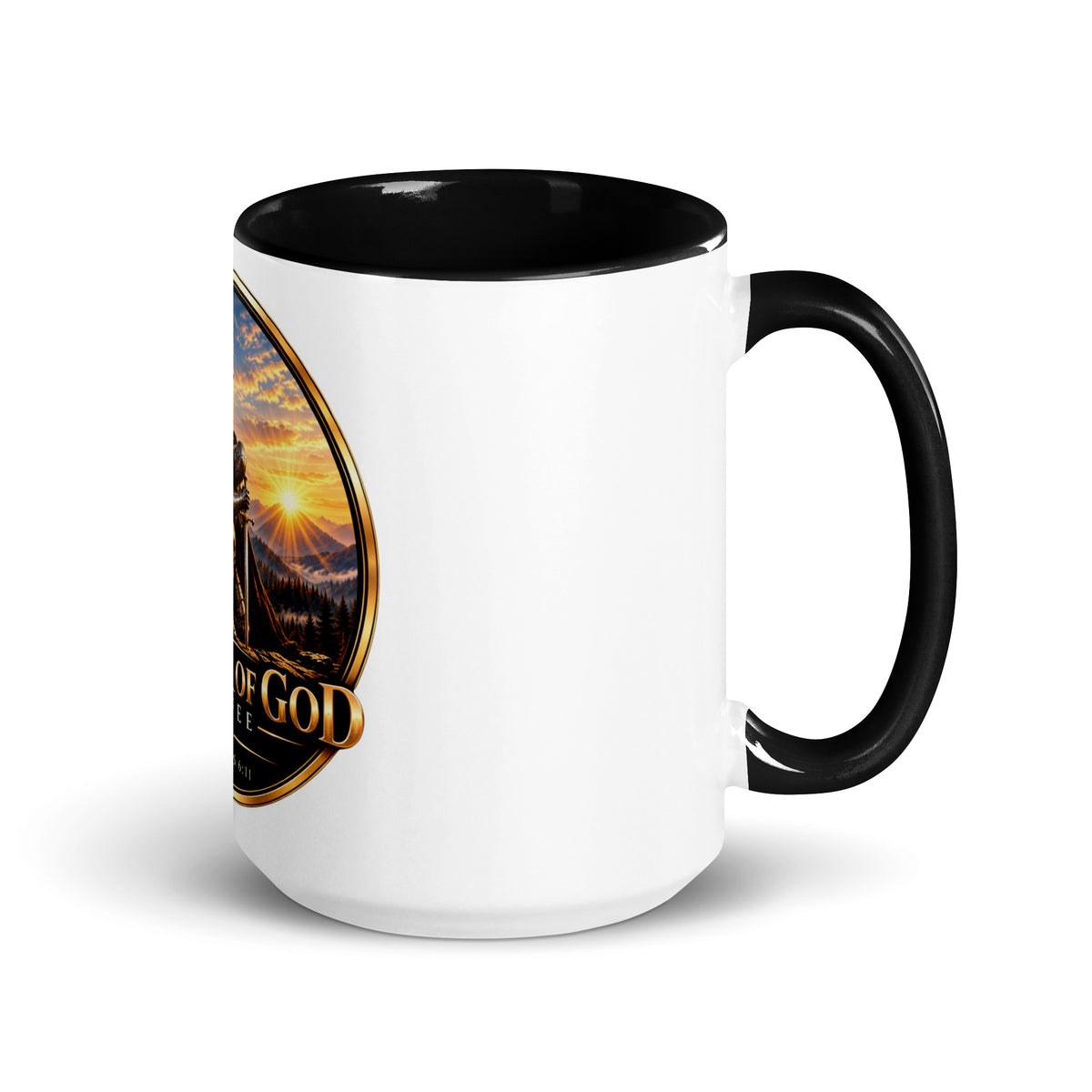 Two-Tone Warrior Mug by Warrior of God Coffee with the lion and knight crest