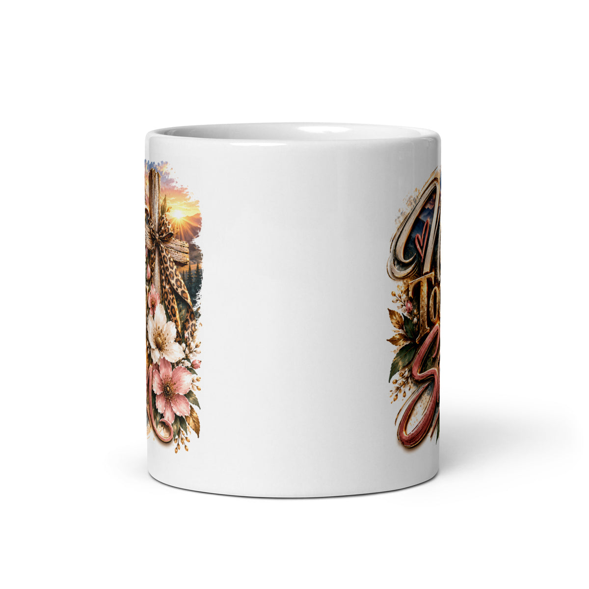 Not Today Satan Crest Mug – Sisters, front view of the white Christian coffee mug
