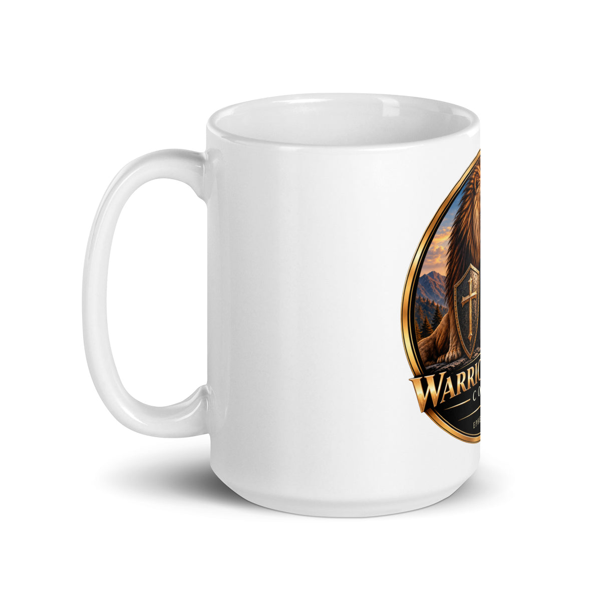 Warrior Crest Mug by Warrior of God Coffee with the lion and knight crest