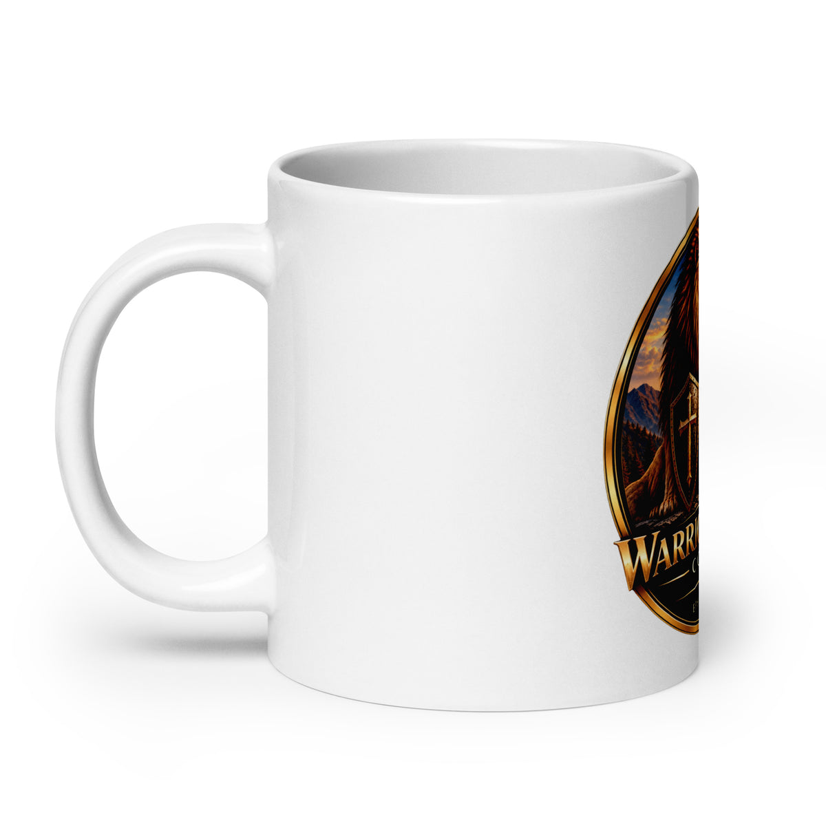 Warrior Crest Mug by Warrior of God Coffee with the lion and knight crest