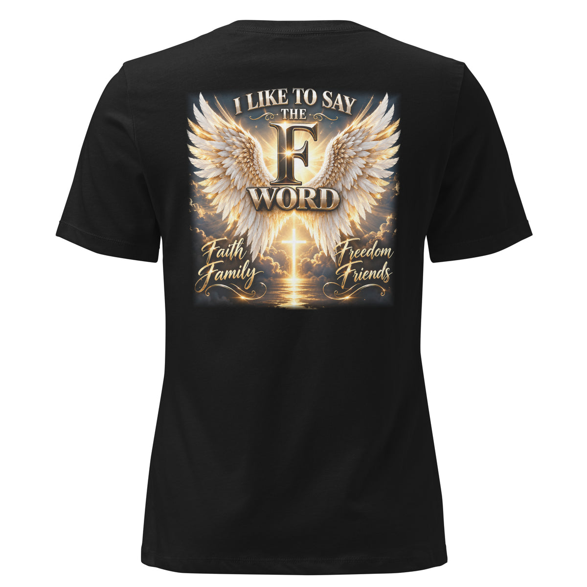 I Like to Say the F Word Women's Tee, black, back print