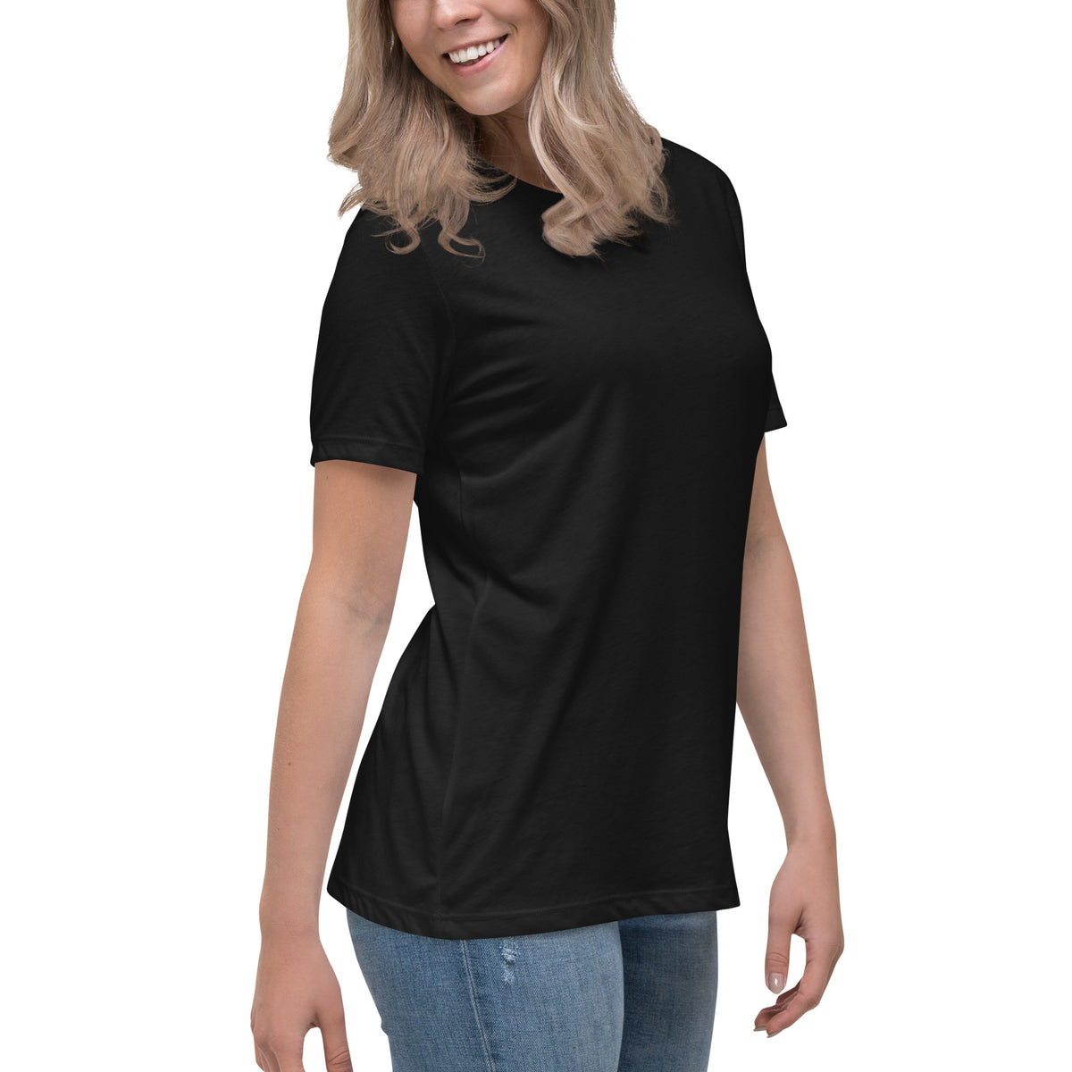 I Like to Say the F Word Women's Tee, right front on model